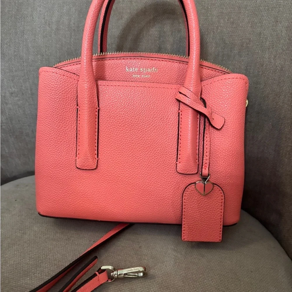 kate spade coral pink leather satchel